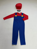 Boys Overall Style Faux Two-piece Jumpsuit Set with Hat & Sticky Beard for Halloween
