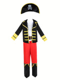 Boys 5Pcs Skull Pirate Costume Set for Halloween Carnival & Stage Show
