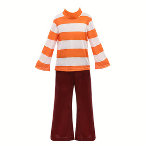 Girls Striped Long Sleeve Top & Flared Pants Costume for Halloween Carnival
