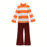 Girls Striped Long Sleeve Top & Flared Pants Costume for Halloween Carnival