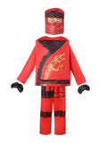 Kids Red Ninjago Kai Costume Set with Mask and Gloves