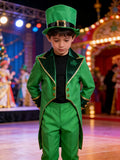 Boys Green Costume with Hooded Jumpsuit for Halloween & Stage Shows