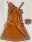Girls Pocahontas Style Native American Fringed Costume Dress with Wristband
