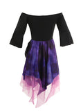 Girls Witch Dress with Off Shoulder Bell Sleeves for Halloween