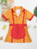 Girls Orange & Red Cartoon Themed Cosplay Dress