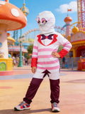 Girls Printed Jumpsuit & Headgear Costume Set for Halloween Carnival