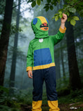 Boys' Simple Printed Jumpsuit Set with stand collar, clear vibrant multi-color prints and soft comfortable fabric. Suitable for Halloween, carnivals and various festival parties.