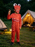 Boys' Printed Stand Collar Jumpsuit Set with full clear vivid prints and bright colors. Made of soft comfy fabric in simple versatile design, multiple colors available, ideal for Halloween and all carnival occasions.