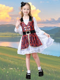 Girls Pirate 3-Piece Set: Dress + Belt + Headband Trimmed lapels & lace hem, ideal for festival dress-up.