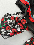 Girls Day of the Dead Skull Rose Tiered Costume Dress Set
