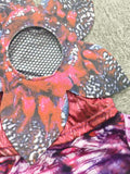 Boys Printed Jumpsuit with Floral Non-woven Mask & Printed Hood for Halloween