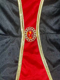 Children's Dark Villain Cosplay Dress: 1pc Black and Red Color-block Dress with a Red Panel the Middle, Flared Bell Sleeves, and a Stand-up Collar. Suitable for Halloween and Themed Party Cosplay Costumes
