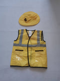 Boys 2PCS Worker Costume Set with Reflective Stripe Vest & Yellow Cap for Halloween