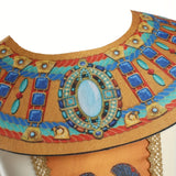 Girl's 6pcs Set: 1 Straight-Leg Printed Dress + 1 Printed Choker + 1 Printed Belt + 1 Pair of Printed Wristbands + 1 Printed Headband, Ethnic Print Party Outfit for Girls, Egyptian Print Elements, Halloween and Carnival Costume for Girls, Holiday