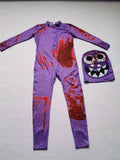 Purple Rainbow Friends 2-Piece Costume Set: One-piece long jumpsuit plus matching character hood. Classic purple themed patterns with high recognizability, zipper design for easy on and off. Loose cut allows free movement, great for festivals.