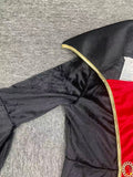 Children's Dark Villain Cosplay Dress: 1pc Black and Red Color-block Dress with a Red Panel the Middle, Flared Bell Sleeves, and a Stand-up Collar. Suitable for Halloween and Themed Party Cosplay Costumes