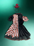 Girls' Holiday Party Performance 2pcs Set: Contrast-color Dress with a Striking Dark Red Headband. Features a Small Stand-up Collar, Irregular Hemline, and Elastic Cuffs for a Stylish Look. Perfect for Halloween, Christmas, Carnival, and Various