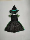 Girls Green Spider Web Witch Costume Dress Set
