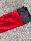 Girls' Dress Set: 1pc Black Red Contrast Queen Maxi Dress, Featuring Red Black Contrast Patchwork Design, Iconic Red Black Heart Pattern on Chest, Yellow Black Checkered Skirt Hem, And White Stand-Up Collar