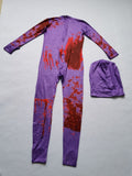 Purple Rainbow Friends 2-Piece Costume Set: One-piece long jumpsuit plus matching character hood. Classic purple themed patterns with high recognizability, zipper design for easy on and off. Loose cut allows free movement, great for festivals.