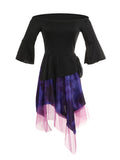 Girls Witch Dress with Off Shoulder Bell Sleeves for Halloween