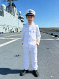 Boys Navy Style Outfit Classic white design, neat cut, perfect for various performances.