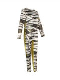 Boys Printed Jumpsuit & Scary Mask Costume Set for Halloween Party