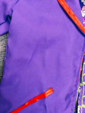 Boys' Purple 2-in-1 Look Set: 1 Stylish Round-neck Purple Faux 2-in-1 Look Patchwork Shirt + 1 Solid-color Pants + 1 Orange Hat; a Dashing and Fashionable Outfit for Boys' Halloween, Various Carnival Holiday Parties, Masquerade Costumes