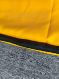 Girls' Yellow Kung Fu Tracksuit: 1 top and 1 pair of pants. Stand collar martial arts costume with black stripes and zipper, suitable for Halloween, carnival parties and stage performances.