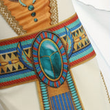 Girl's 6pcs Set: 1 Straight-Leg Printed Dress + 1 Printed Choker + 1 Printed Belt + 1 Pair of Printed Wristbands + 1 Printed Headband, Ethnic Print Party Outfit for Girls, Egyptian Print Elements, Halloween and Carnival Costume for Girls, Holiday