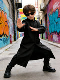 Boys' Costume: 1 elegant long black shirt for gentleman look plus 1 pair of black glasses. Perfect dress-up outfit for Halloween, all carnivals and stage performances.