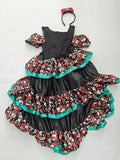 Girls Day of the Dead Skull Rose Tiered Costume Dress Set