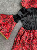Girls Red and Black Royal Queen Costume Dress with Gold Trim
