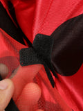 This girls' costume set includes a red ladybug printed dress, a pair of leg warmers, a pair of black tulle wings and a headband with antennae. Ideal for Halloween, holiday parties, animal themed dress-up and stage performances.