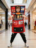 1pc Boys' Vending Machine Costume Jumpsuit, Vending Machine Pattern Print, Unique Design, Boys' Halloween Holiday Party Costume, Christmas and Various Festival Role-Play Performance Outfit