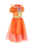 Girls Cute Pumpkin Witch Dress with Headband for Halloween