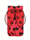 This girls' costume set includes a red ladybug printed dress, a pair of leg warmers, a pair of black tulle wings and a headband with antennae. Ideal for Halloween, holiday parties, animal themed dress-up and stage performances.