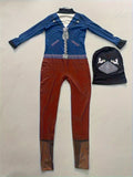 Boys' Printed Jumpsuit Set: Stand collar jumpsuit with crisp vivid prints and bright hues, crafted from soft skin-friendly fabric with a simple elegant cut, ideal for Halloween and all carnival events.