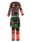Kids Polynesian Tribal Printed Costume 3-Piece Set
