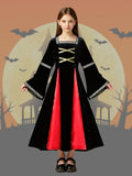 Girls Black & Red Patchwork Witch Dress, for Festivals & KPOP Performance