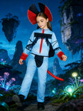 Girls Printed Jumpsuit Set with Detachable Tail for Halloween & Carnival
