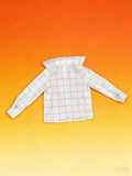 Girls White Grid Button-Up Shirt with Pink Tank Top Set