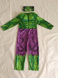 Boys Padded Green Hulk Jumpsuit with Sticker Mask for Halloween