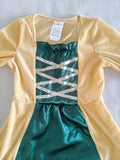 Girls 2-piece vintage royal costume set, long flare sleeve outer coat with lace-up inner slip dress. Retro two-tone matching design, ideal for historical cosplay and holiday themed parties.