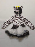 Girls Cow Costume Dress, Plush Hooded Top & Tulle Skirt for Halloween