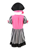 Girls Pink Pirate Costume Dress with Hat for Halloween Cosplay Party