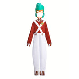 Boys' Set: 1 Fake Two-Piece Suspenders Jumpsuit + 1 Mask, The Mask Is Print with Green Hair Pattern, The Jumpsuit Is a Fake Two-Piece Suspenders Print Pattern