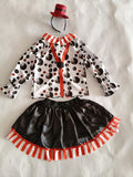 Girls Clown Costume Set, Printed Top & Black Tutu Skirt for Halloween & Carnival