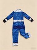 Kids adventure-themed jumpsuit costume with distinct chest badge detail, long sleeves and cargo-style pants. Ideal for theme parties, Halloween, cosplay and imaginative role-play activities for young kids.
