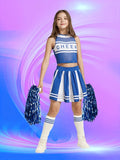 Cheerleading Costume Set | Sleeveless Crop Top, Pleated Skirt, Stockings & Pom-poms